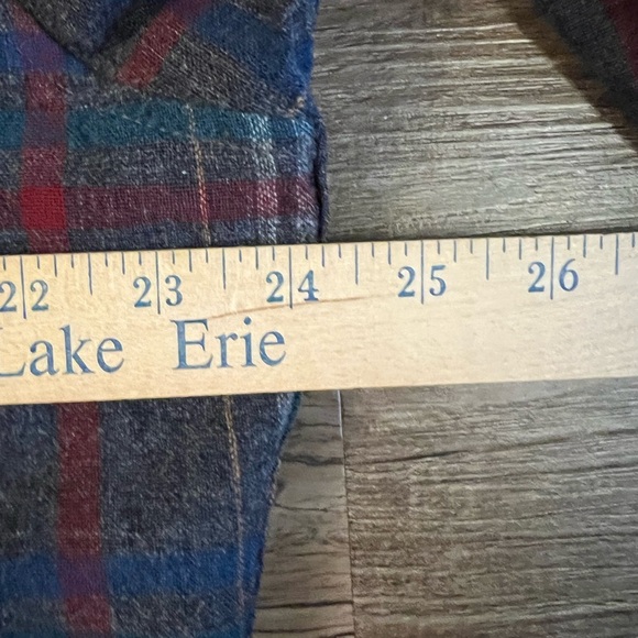 Pendleton Wool Plaid Shirt Mens VTG 60s Long Sleeve Round Cut Patch Pocket A17 - Picture 6 of 7